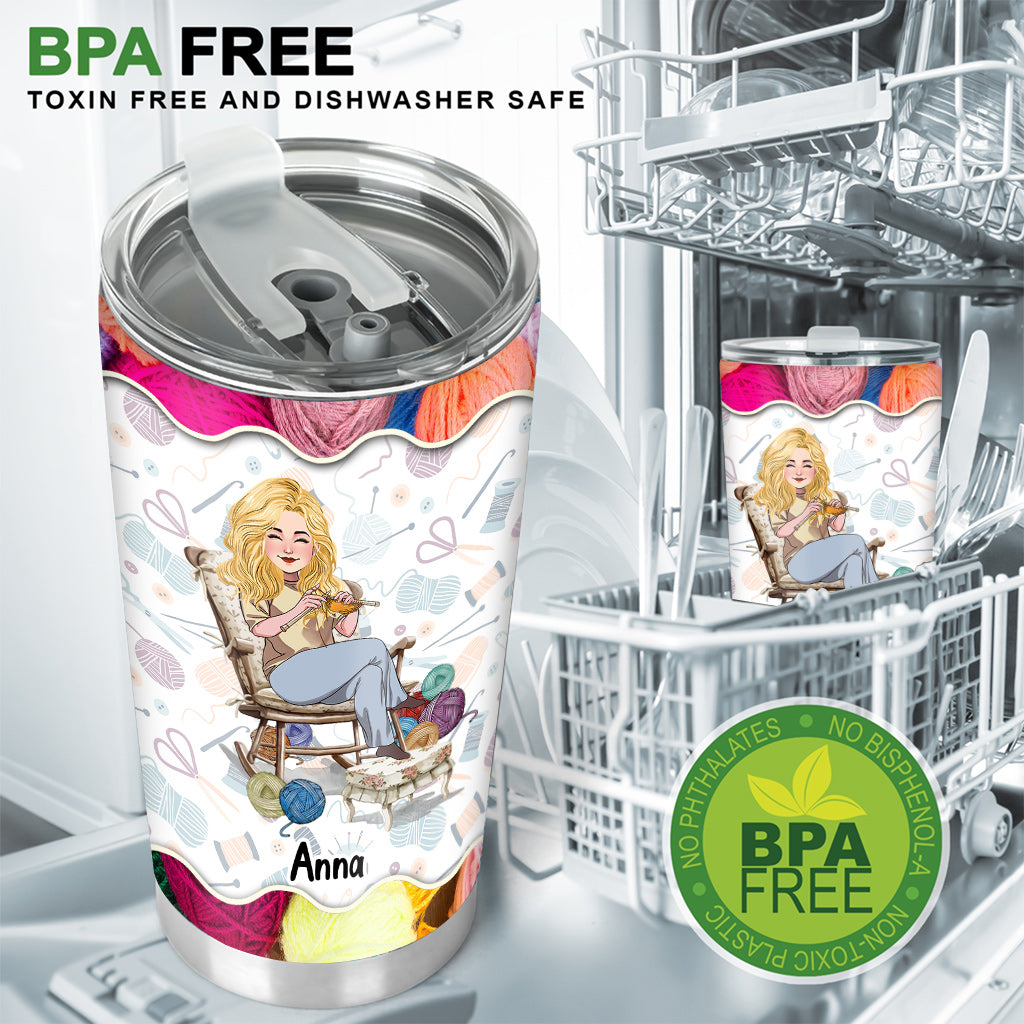 Knit Because Murder Is Wrong - Personalized Knitting Tumbler