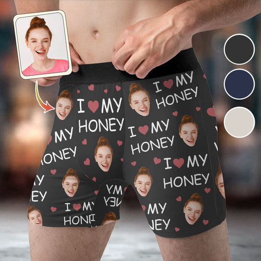 Ich liebe meine Frau/Freundin/Schatz – Personalisierte Boxershorts für Männer mit dem Aufdruck „Ehemann und Ehefrau“