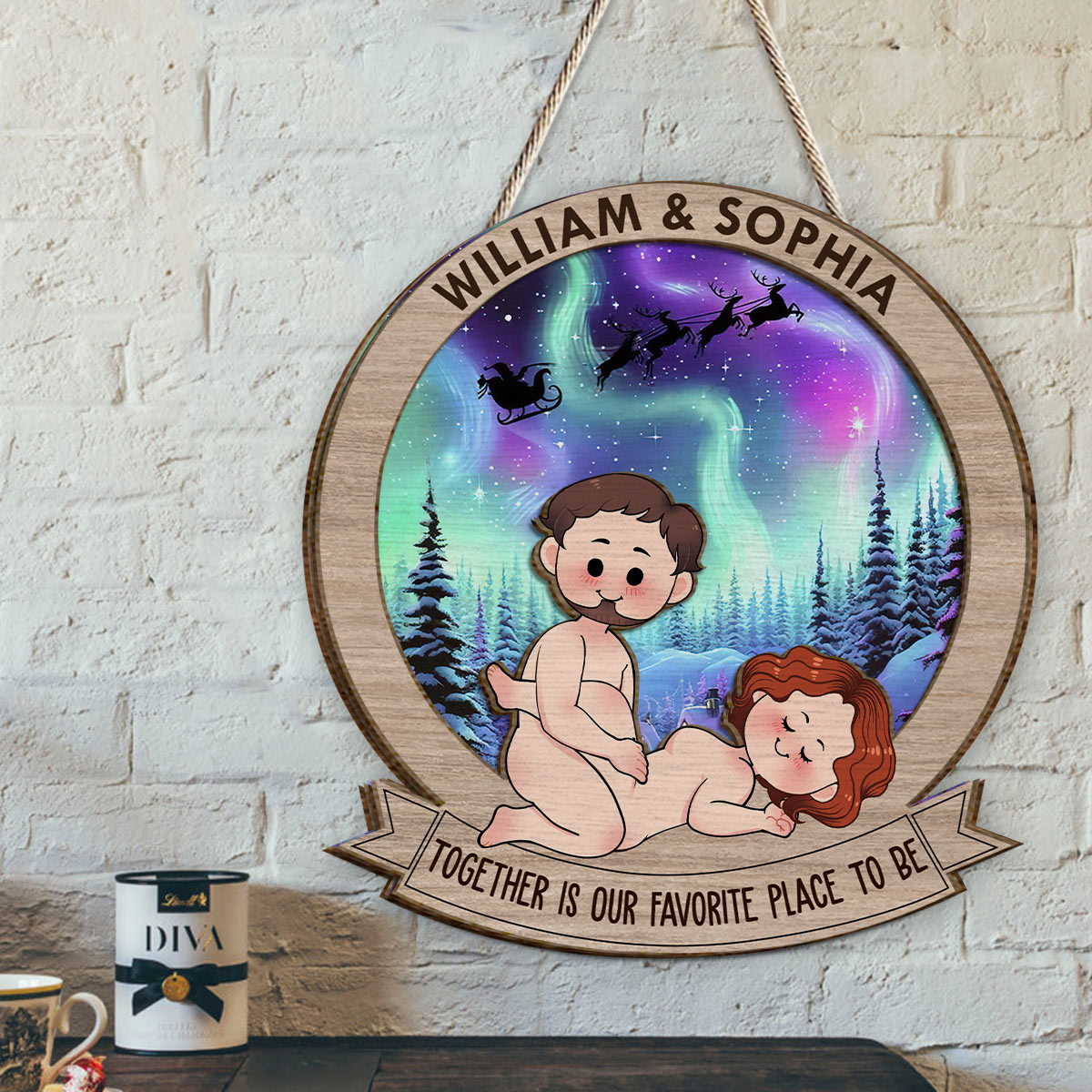 Zusammen ist mein Lieblingsmoment – ​​Geschenk für Ehemann, Ehefrau, Freundin, Freund – Personalisiertes 2-lagiges Holzschild / Holzplakette