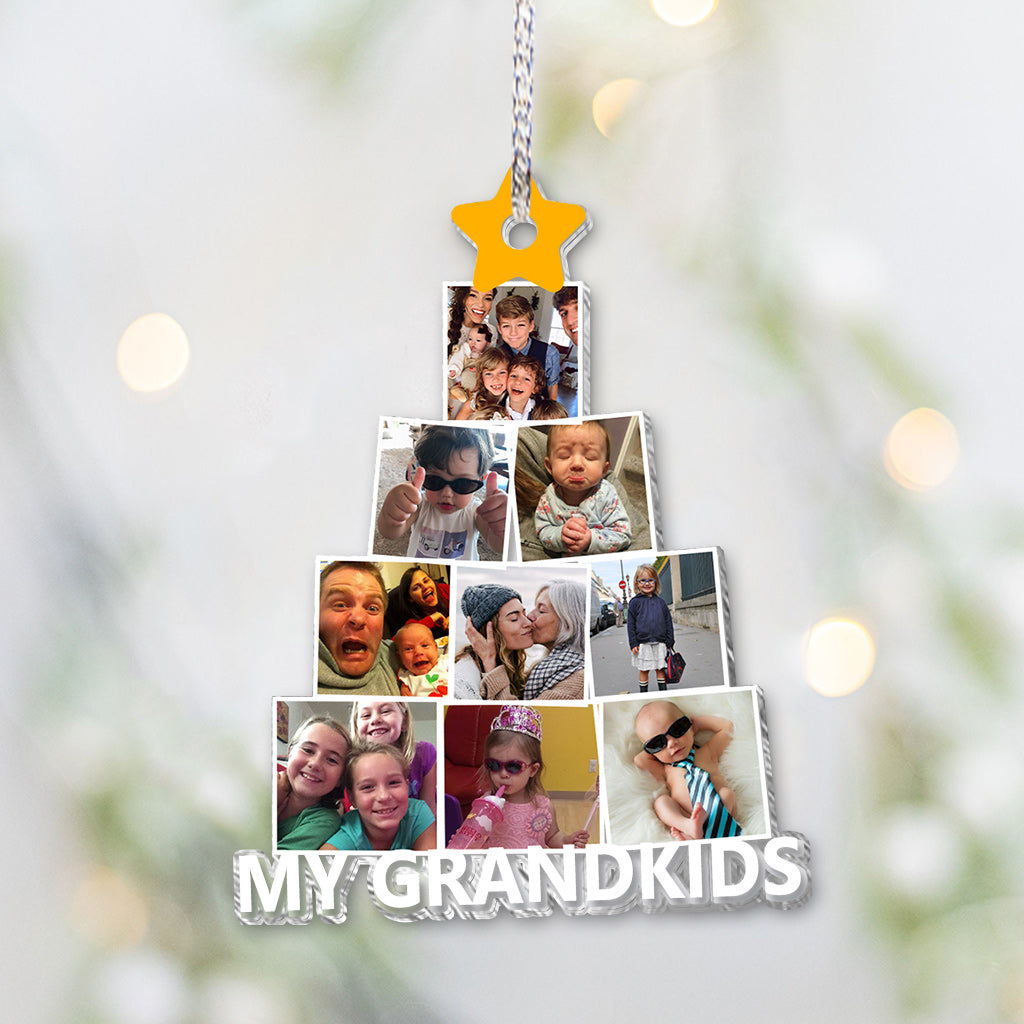 Photo Grandkids Christmas Tree - Gift for grandma - Personalized Transparent Ornament