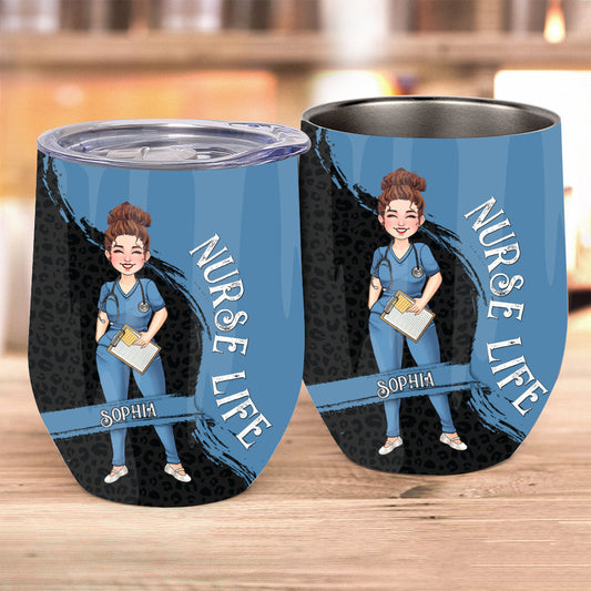 Das Leben als Krankenschwester – Geschenkidee für Krankenschwestern, Mütter, Ehefrauen, Freundinnen – Personalisierter Weinbecher