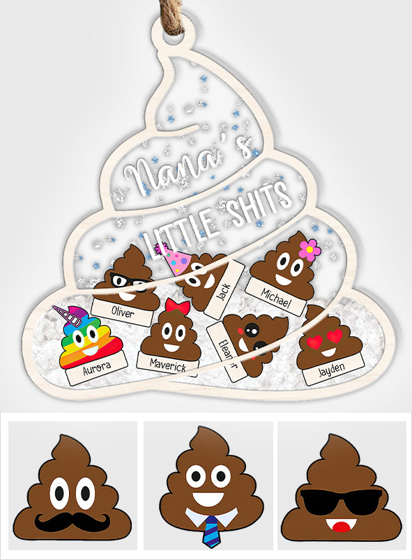 Nanas kleine Lieblinge – Geschenk für Oma, Mama, Papa, Opa – Personalisierter 3-lagiger Schüttel-Ornament