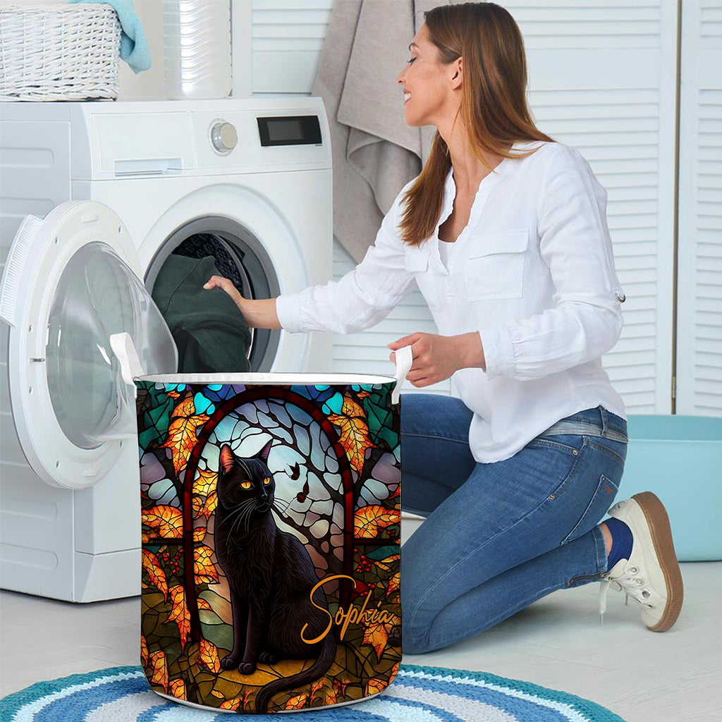 Schwarze Katze – Personalisierter Aufbewahrungskorb mit schwarzer Katze