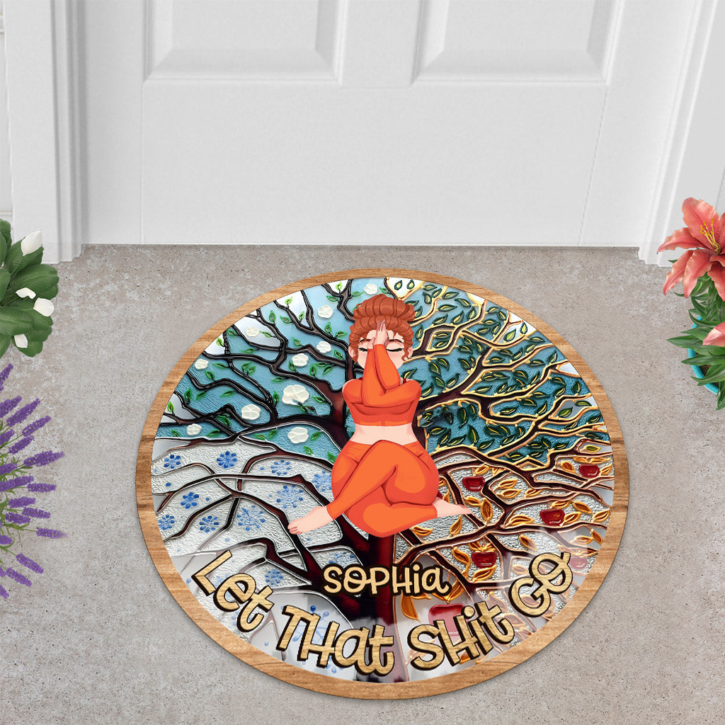 Let That Shit Go - Personalized Yoga Shaped Doormat
