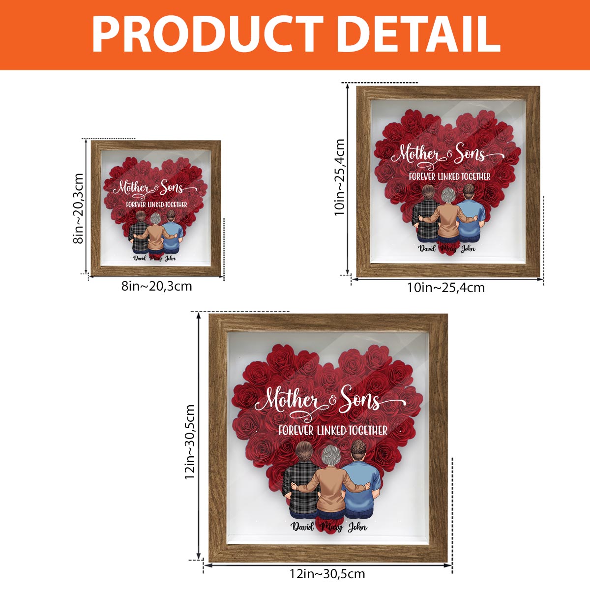 Mutter und Töchter – Geschenk für Mama, Tochter, Sohn – Personalisierte Blumen-Schattenbox