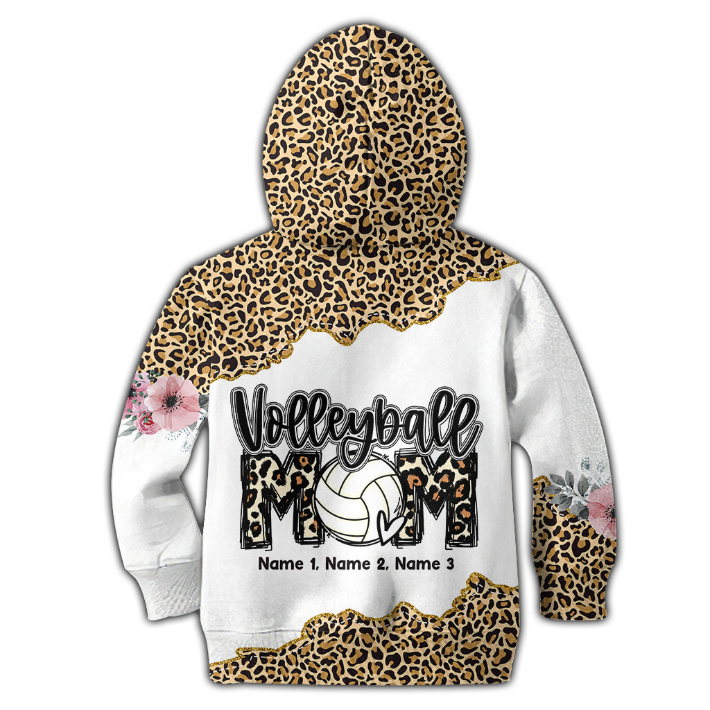 Volleyball-Mama-Leopard – Personalisiertes Volleyball-Shirt mit Allover-Print