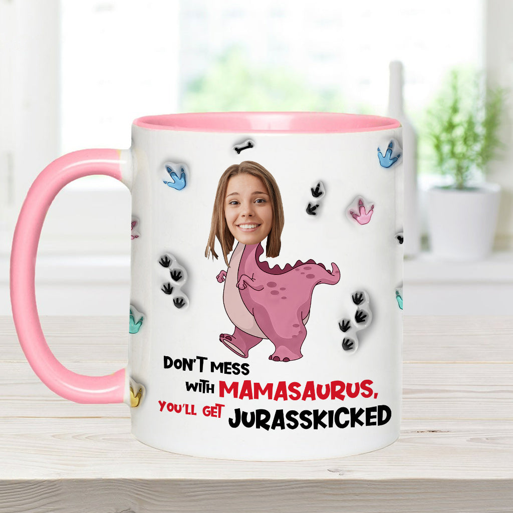 Leg dich nicht mit Mamasaurus an – personalisierte Tasse mit Muttermotiv
