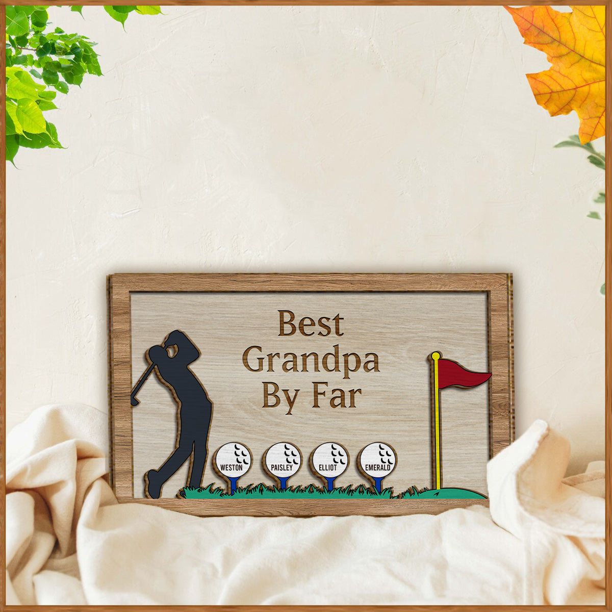 Bester Opa/Papa ​​überhaupt – Personalisiertes zweilagiges Golf-Holzschild / Holzplakette