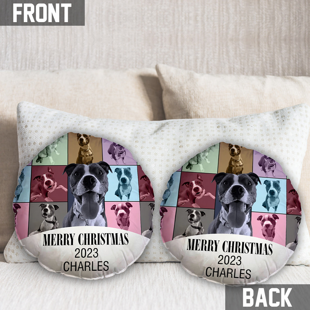 Frohe Weihnachten Version – Personalisiertes Kissen in Hundeform