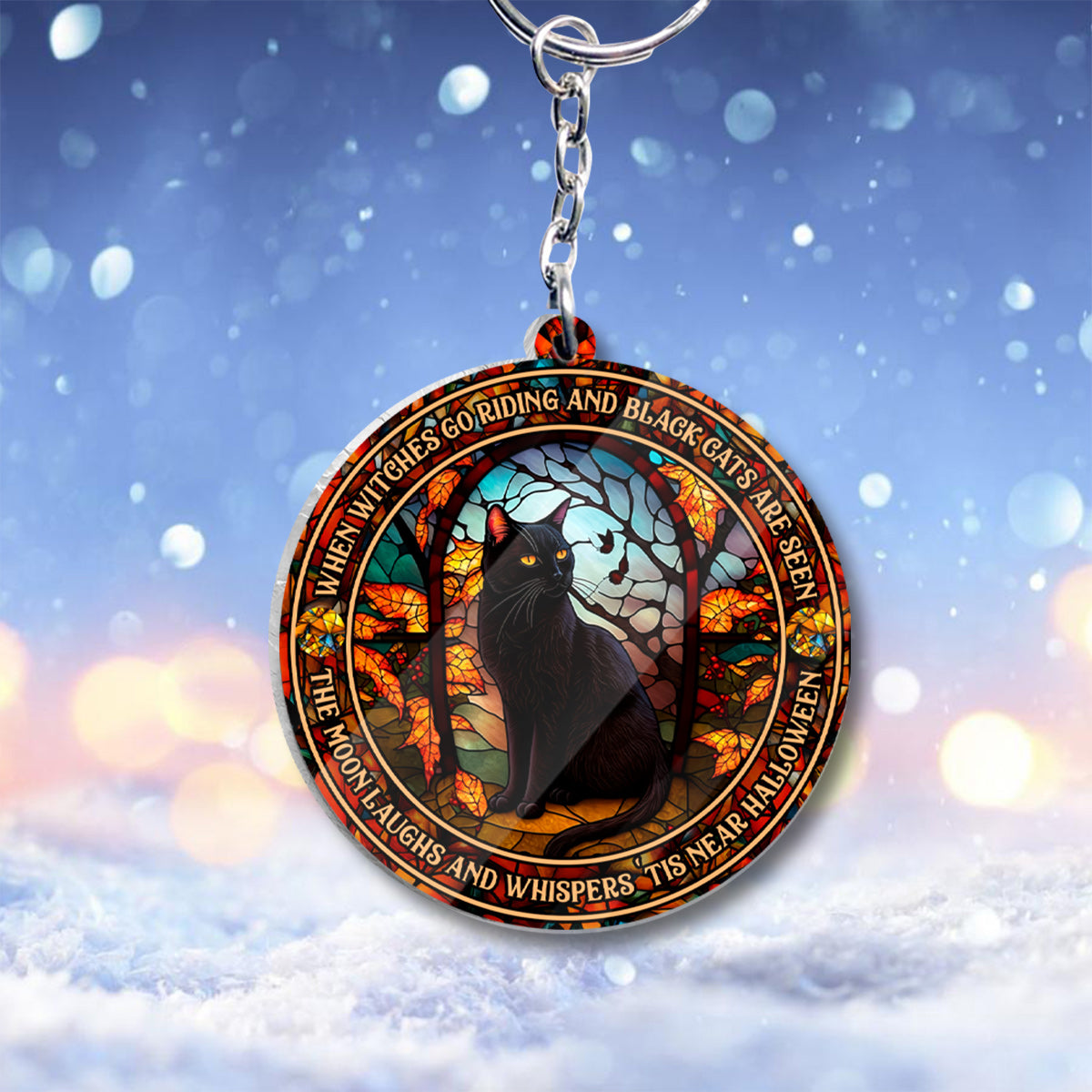 Wenn Hexen reiten und schwarze Katzen gesehen werden – Hexen-Schlüsselanhänger (einseitig)