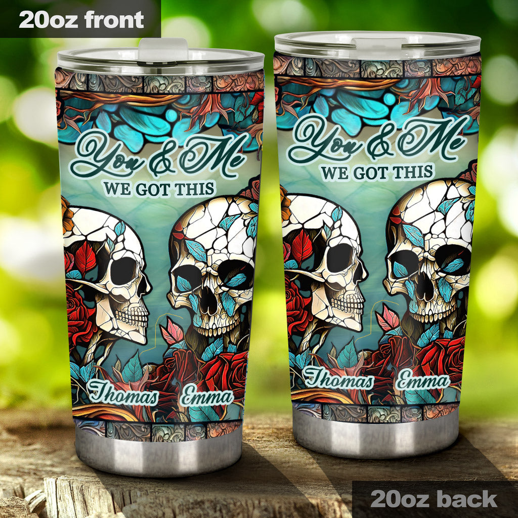 Totenkopf-Pärchen – Totenkopf-Geschenk für Ehemann, Ehefrau, Freund, Freundin – Personalisierter Becher
