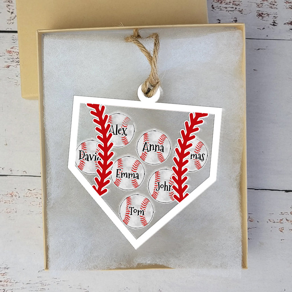 Baseball-Team – Personalisierter dreilagiger Baseball-Schüttelornament