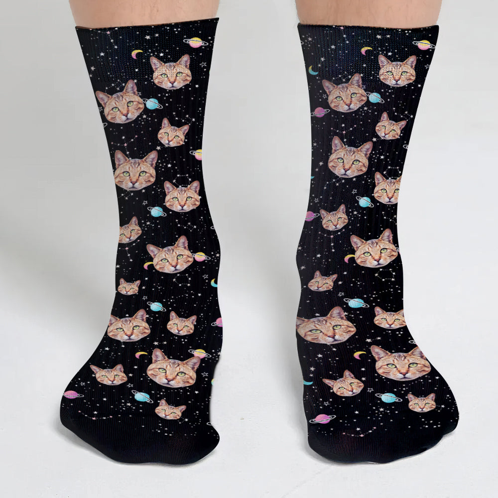 Custom Face Galaxy – Personalisierte Katzensocken