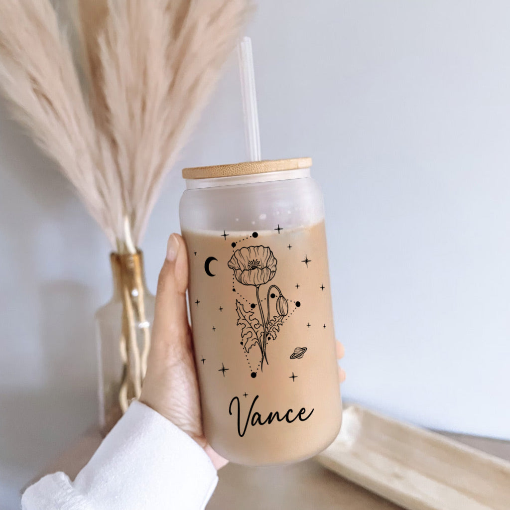 Geburtsblume für Sternzeichen – personalisiertes Horoskop-Glas