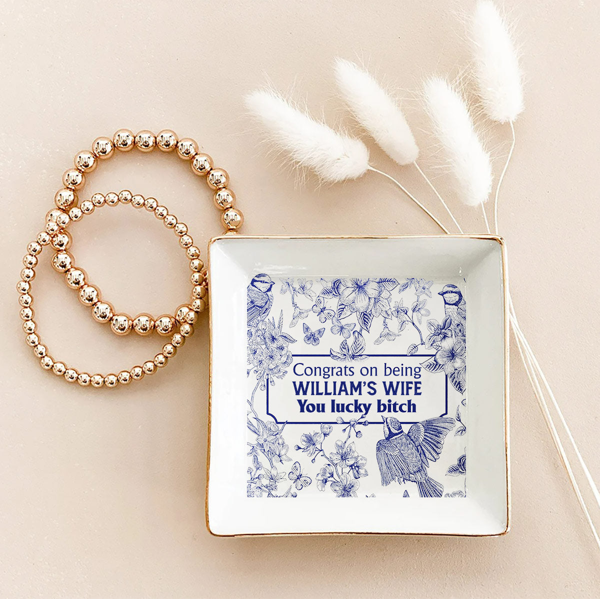 Herzlichen Glückwunsch, dass du meine Freundin/Ehefrau bist! Du hast Glück! – Geschenk für Ehefrau/Freundin – Personalisierte Schmuckschale