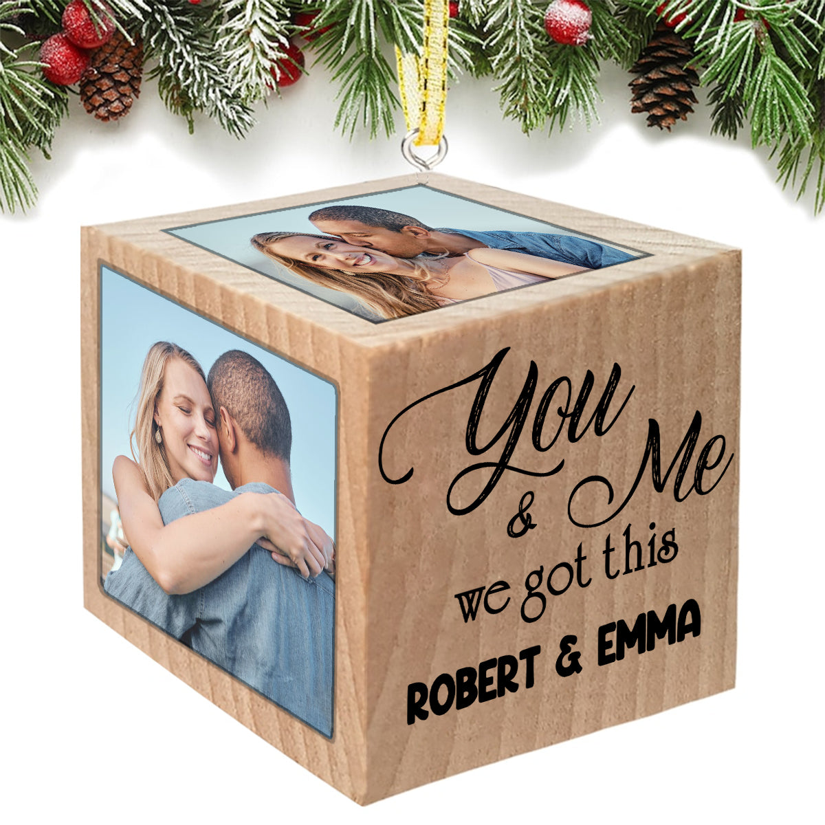 „Du und ich, wir schaffen das“-Blockornament – ​​Geschenk für Freundin, Freund, Ehemann, Ehefrau – Personalisiertes Blockornament