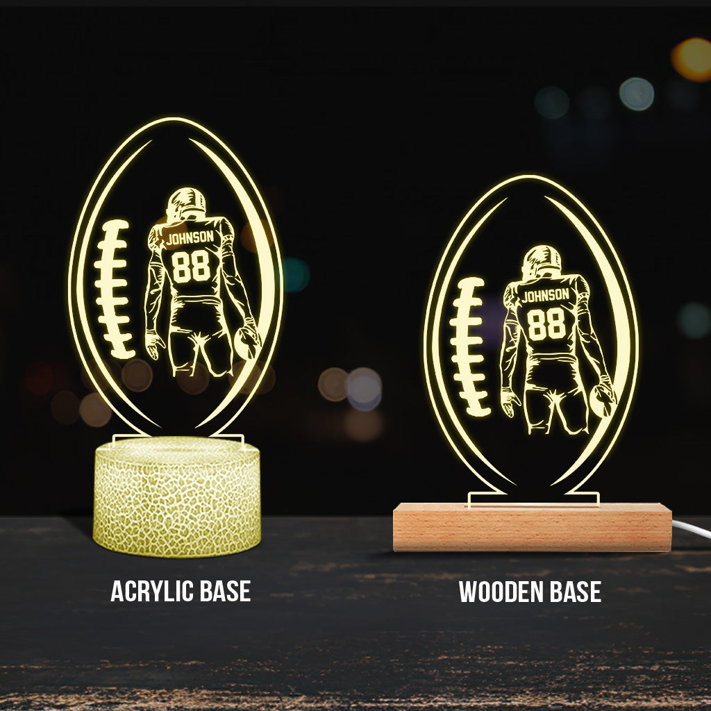 Night Light Football - Football gift for him, boyfriend, husband, son - Personalized Shaped Plaque Light Base