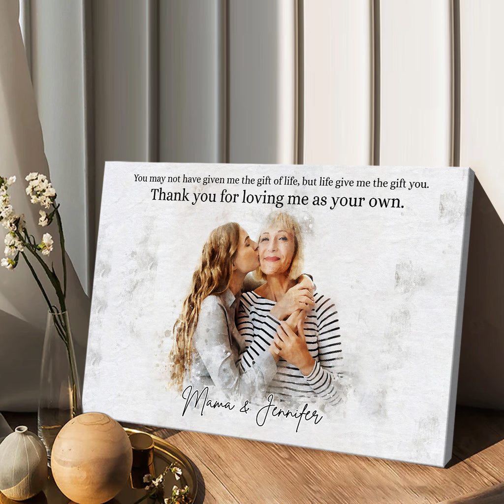 Aquarellporträt der Stiefmutter – Personalisierte Leinwand und Poster für die Stiefmutter