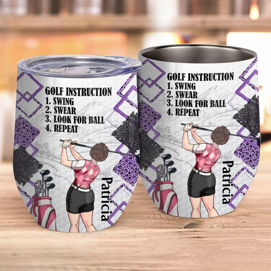 Just A Girl - Golf gift for her, wife, mom, grandma, girlfriend - Personalized Wine Tumbler