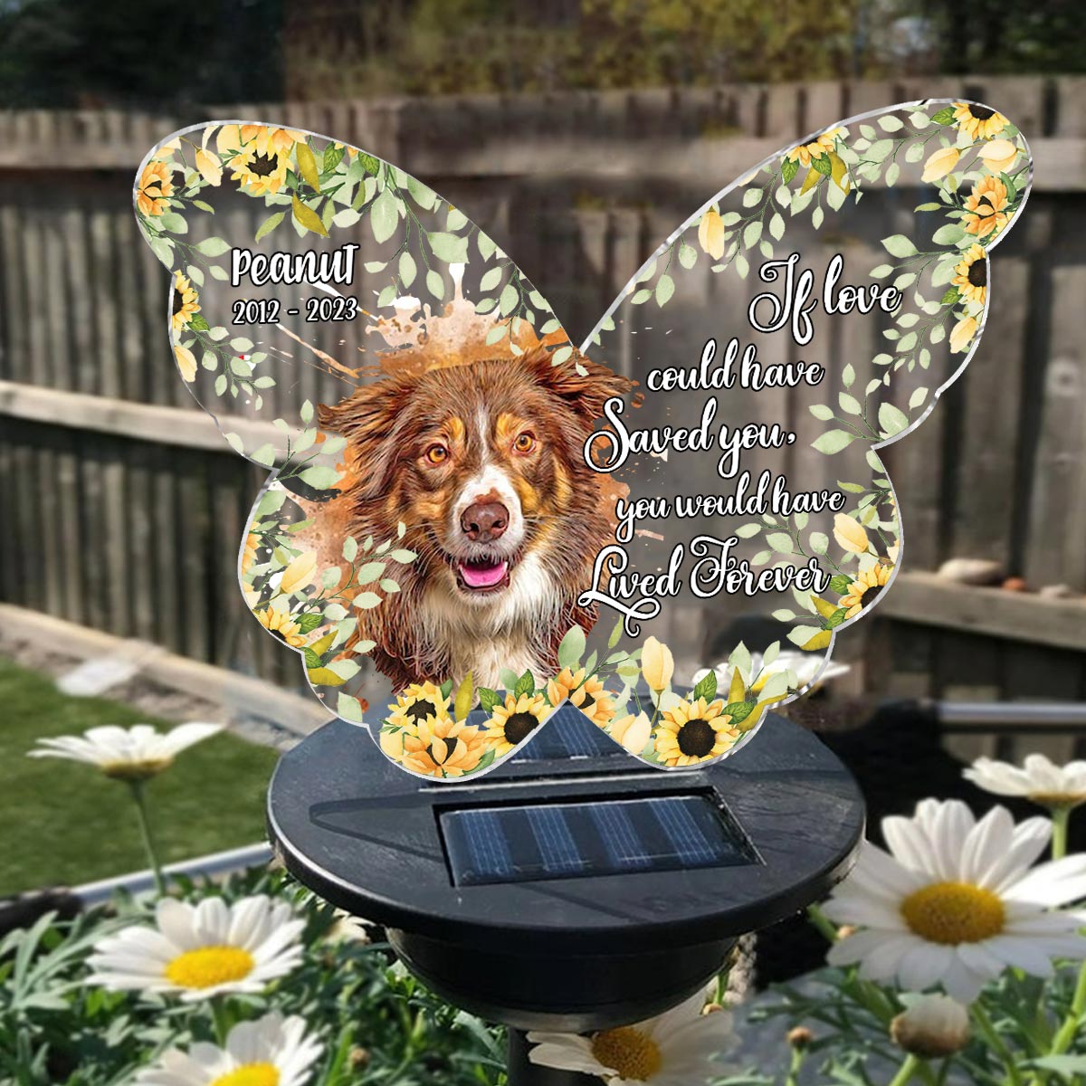Wenn Liebe dich hätte retten können – Personalisierte Solar-Gartenleuchte für Hunde