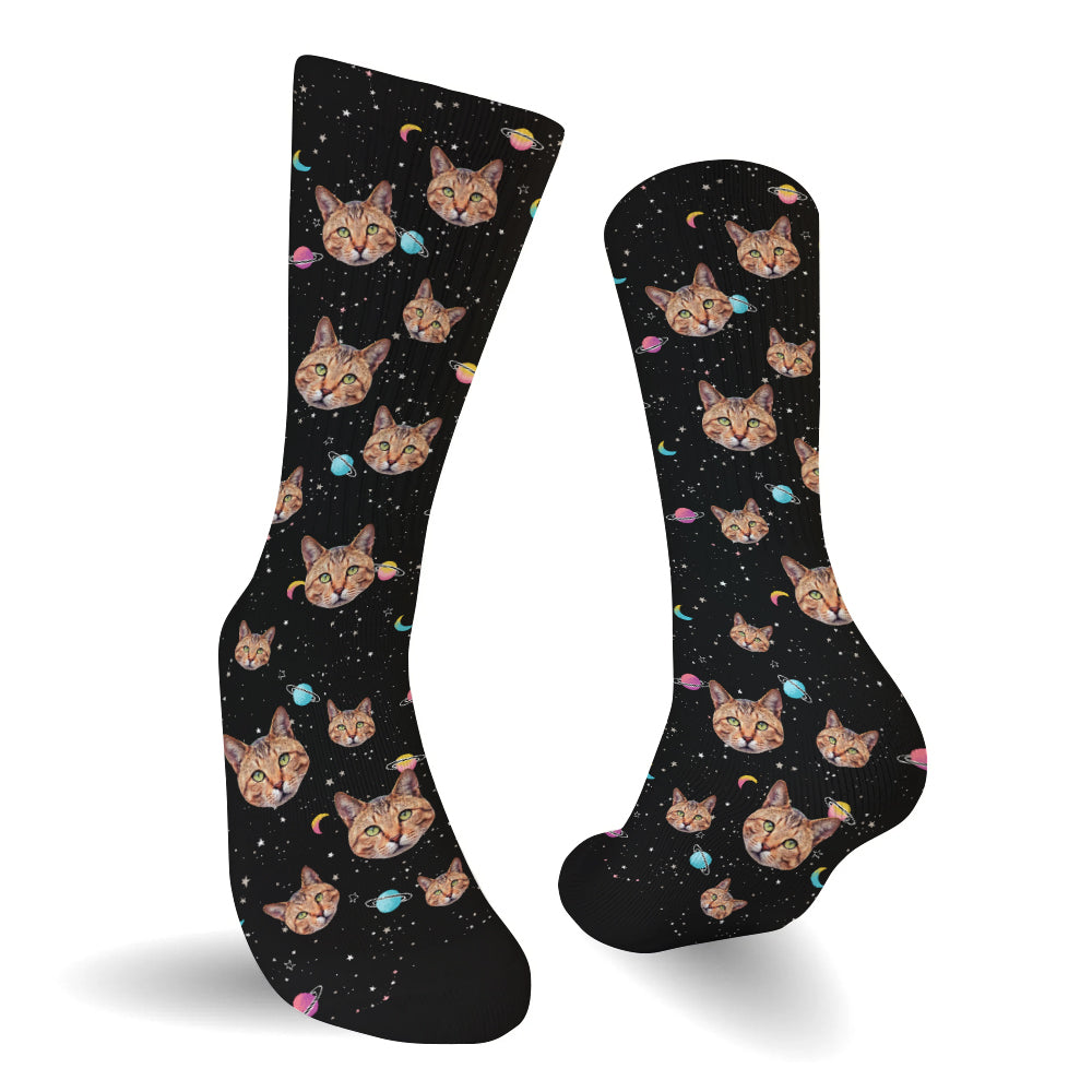 Custom Face Galaxy – Personalisierte Katzensocken