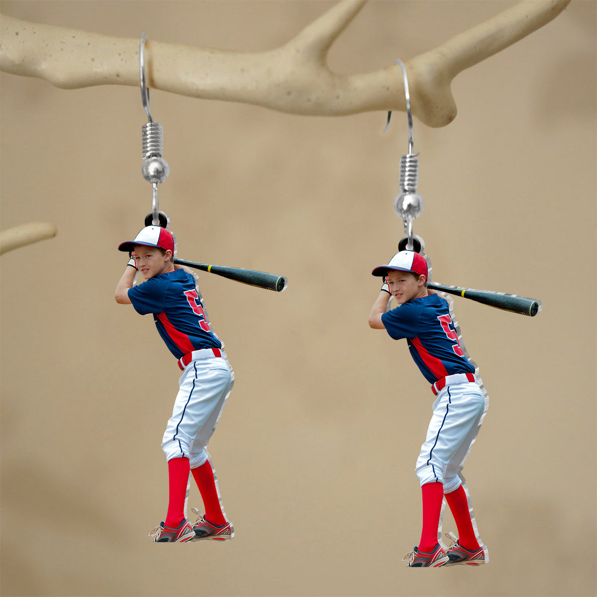 Personalisierte Foto-Ohrringe – Baseball-Geschenk für Mama – Personalisierte Ohrringe