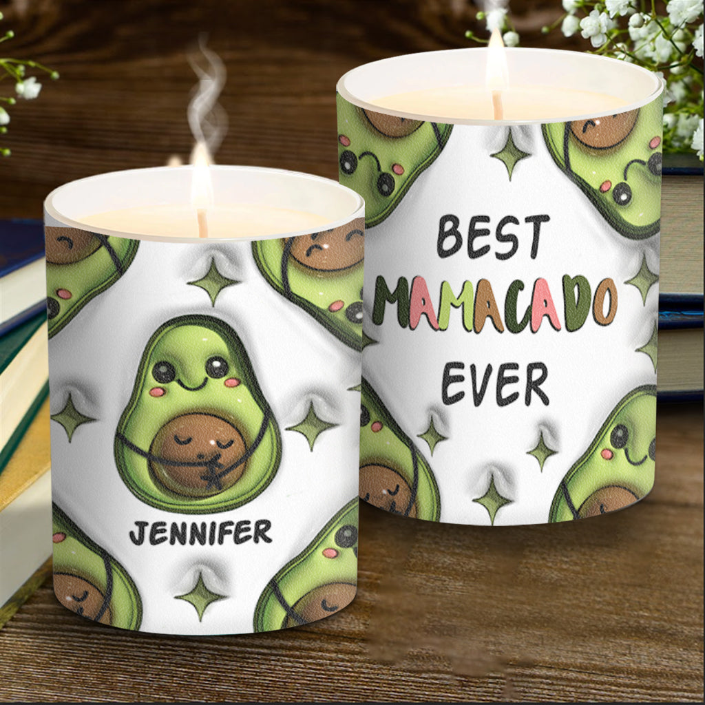 Best Mamacado Ever - Pregnancy gift for wife, daughter, girlfriend, friend - Personalized Candle With Wooden Lid