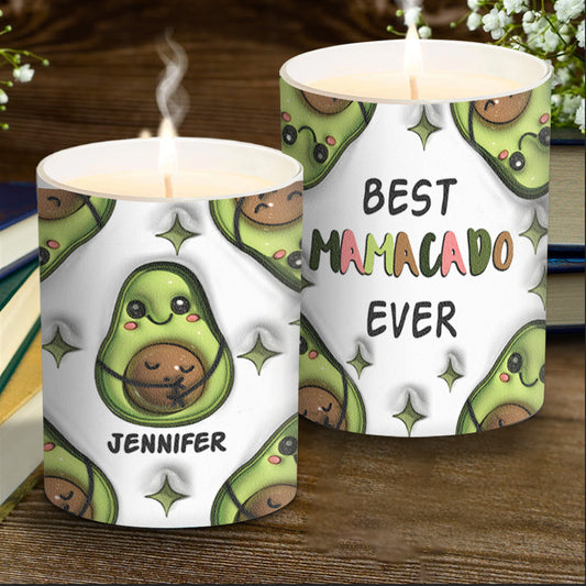 Best Mamacado Ever - Pregnancy gift for wife, daughter, girlfriend, friend - Personalized Candle With Wooden Lid