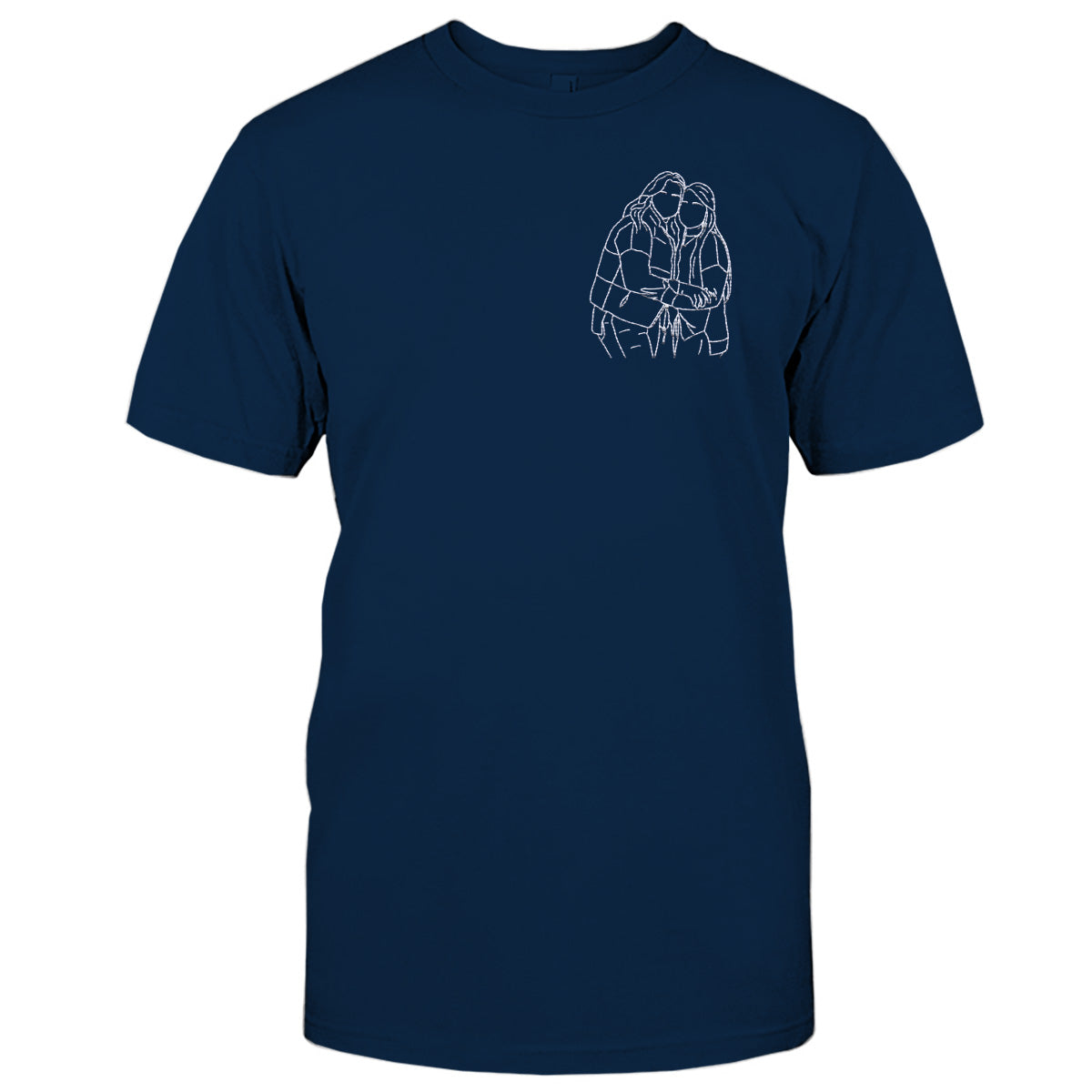 Individuelle Strichzeichnung – Personalisiertes T-Shirt mit Stickerei für deine beste Freundin