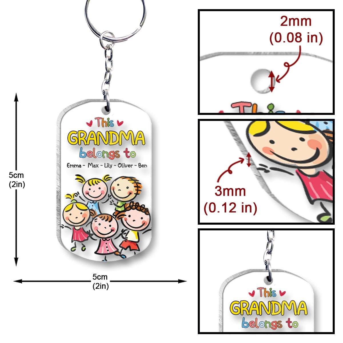 This Grandpa Belongs To - Gift for grandpa, grandma, mom, dad, uncle, aunt, brother, sister - Personalized Keychain