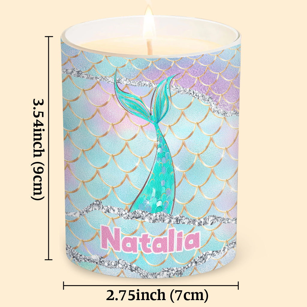 Beach Please I'm A Mermaid - Personalized Sea Lover Candle With Wooden Lid