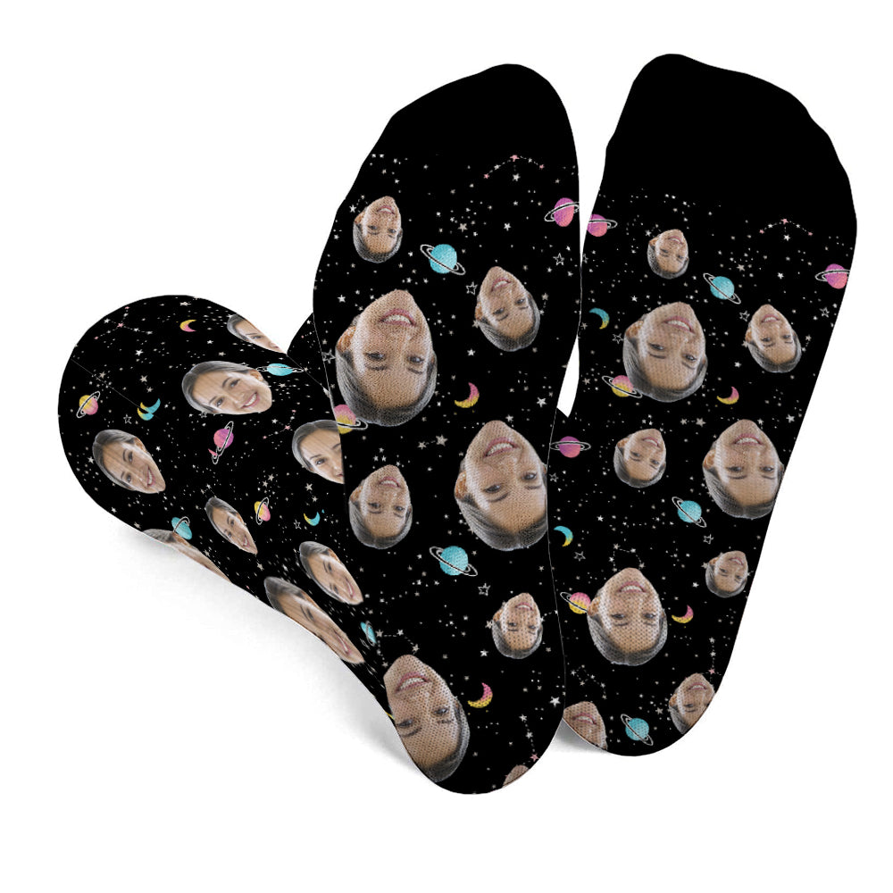 Personalisierte Socken mit Galaxy-Gesichtsmotiven – Tantensocken