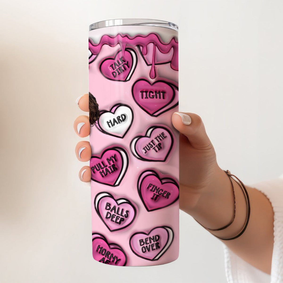 My Favorite Place Is Inside Your Hug Heart Candy - Personalized Couple Skinny Tumbler