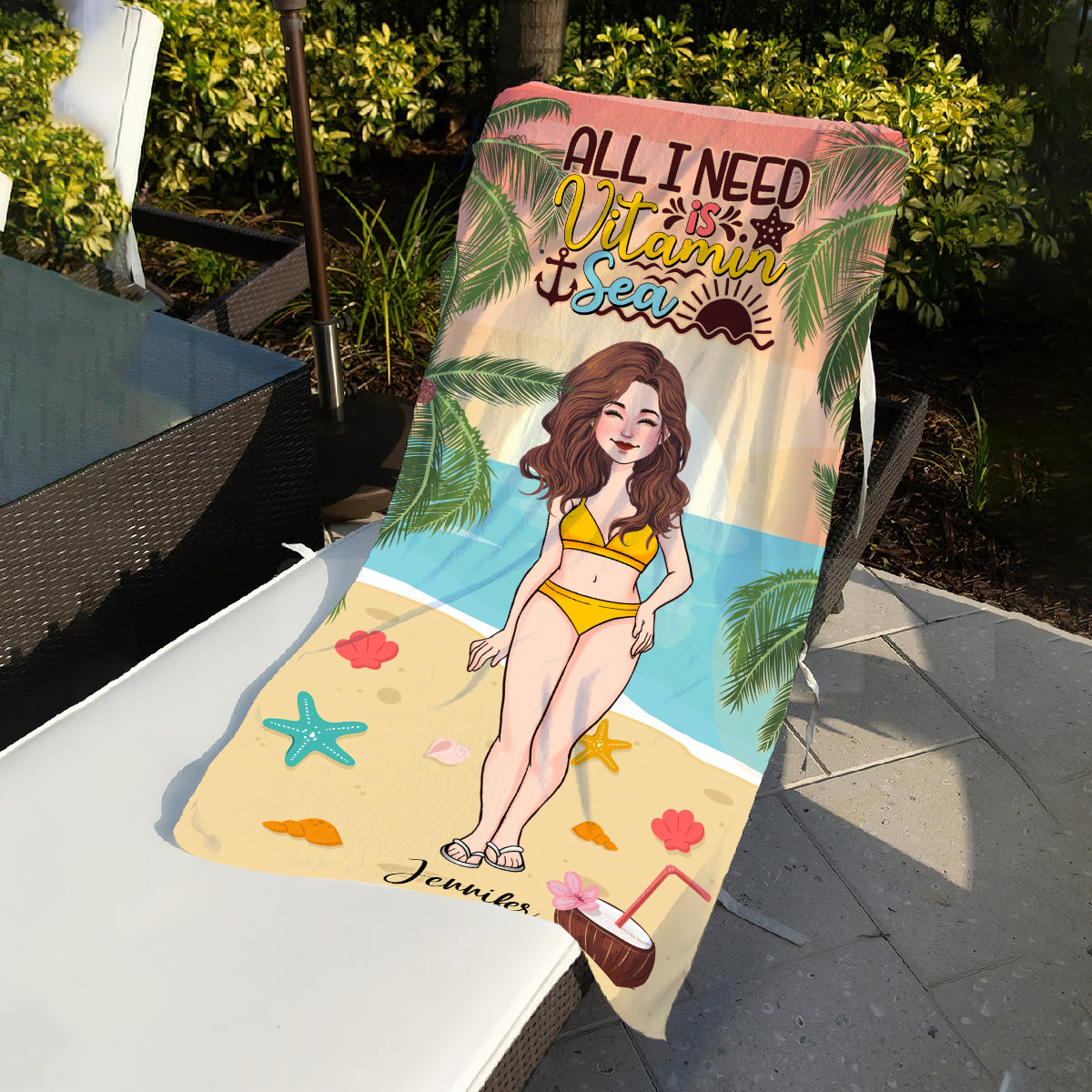 Salz in der Luft, Sand in den Haaren – personalisiertes Strandtuch für Meeresliebhaber