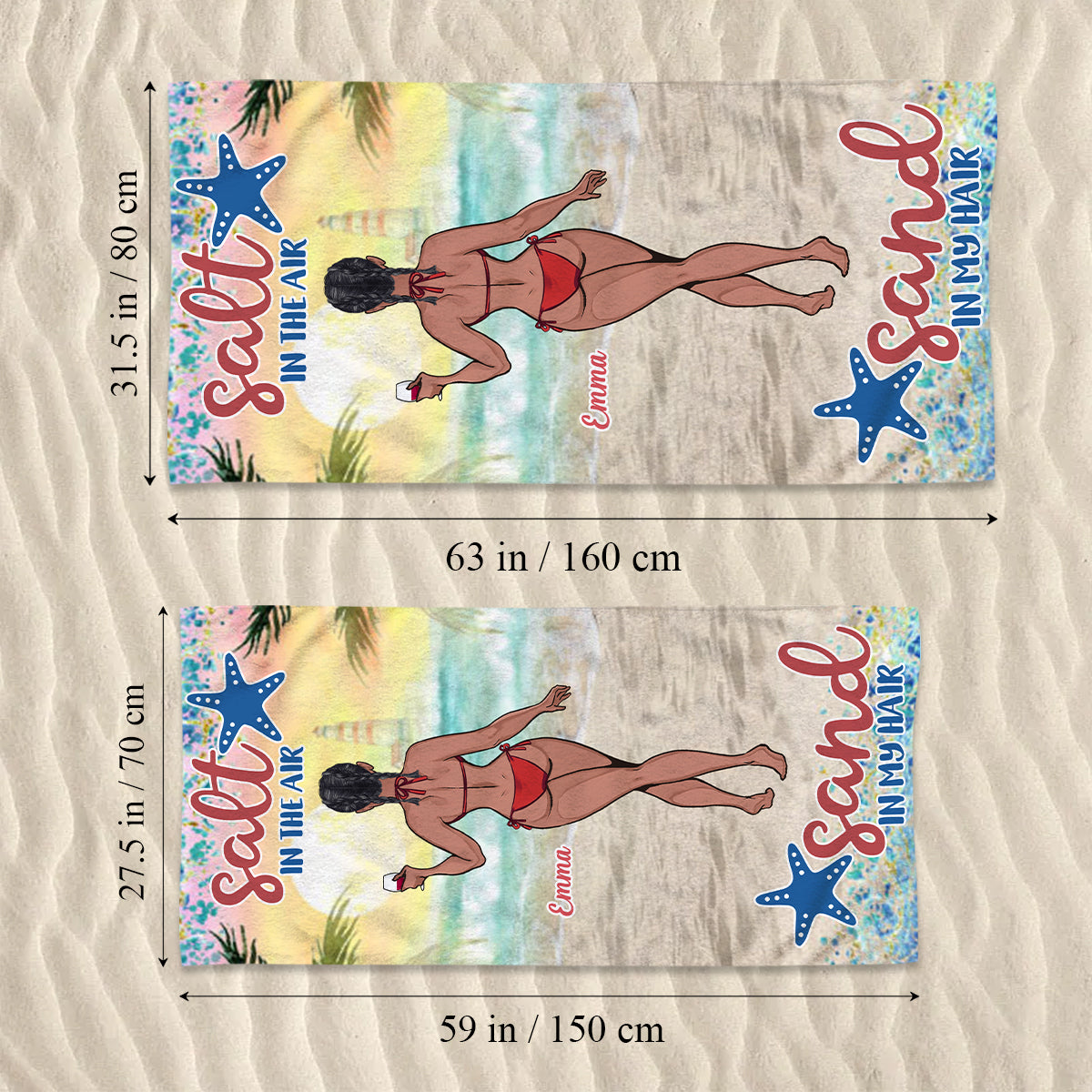Sandy Toes Sun Kissed Nose - Sea Lover gift for friend, sister, girlfriend, wife, mom - Personalized Beach Towel