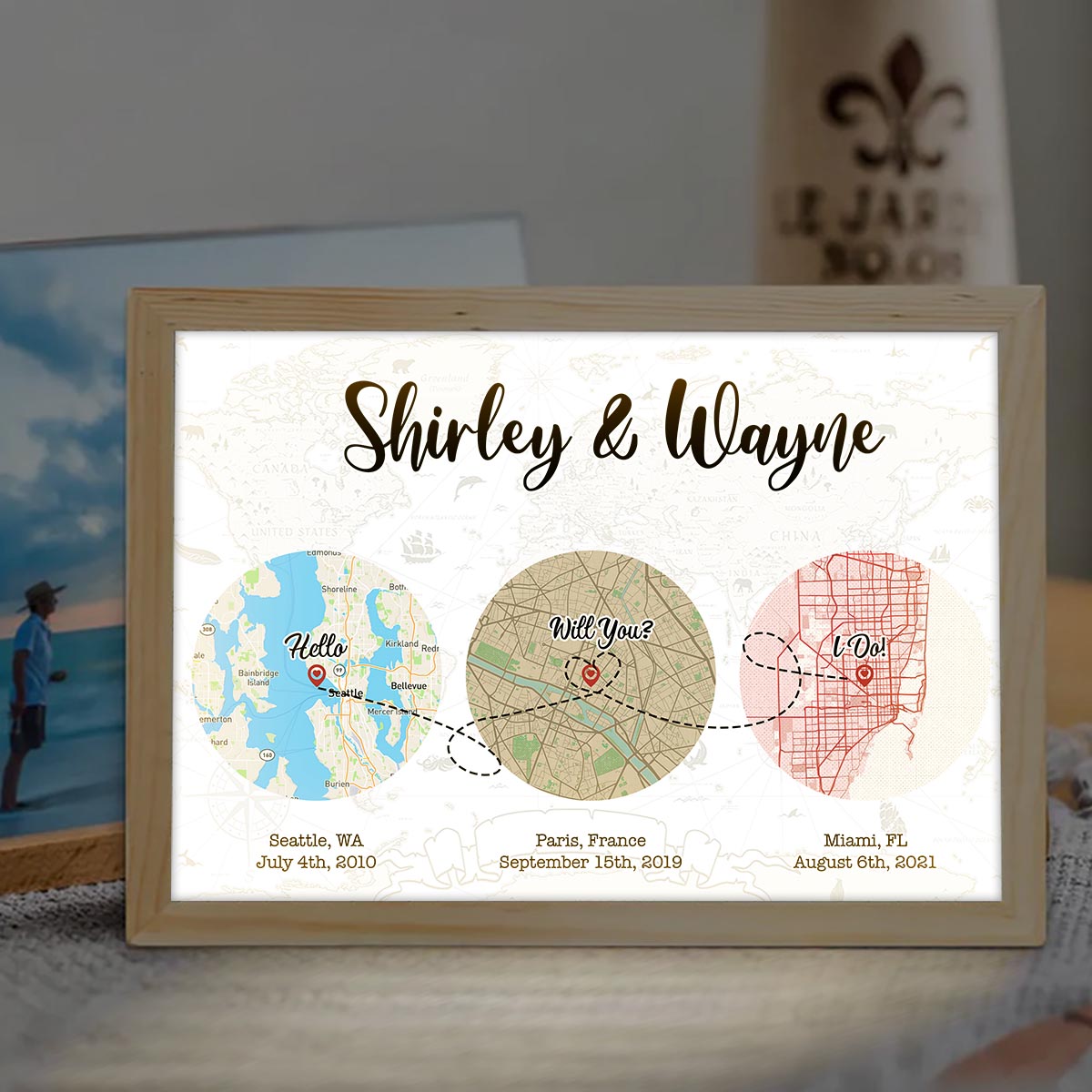 Hallo, willst du, dass ich es tue? - Personalisierter Fotorahmen mit Beleuchtung für Ehepaare