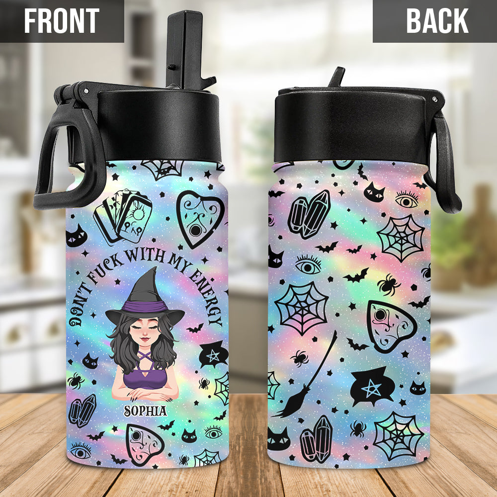 Leg dich nicht mit meiner Energie an – Personalisierte Hexen-Trinkflasche für Kinder