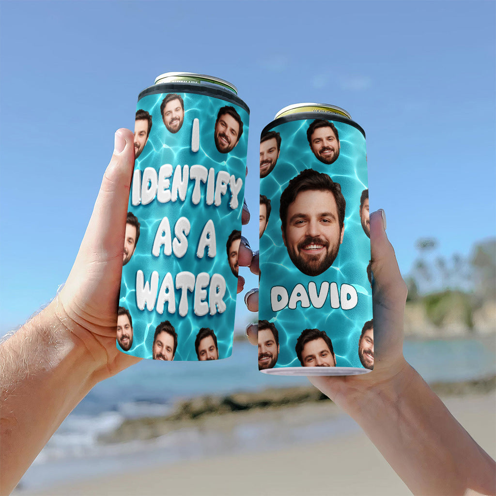 Ich identifiziere mich als Wasser – Biergeschenk für Papa, ihn, Ehemann, Freund – Personalisierter Dosenkühler