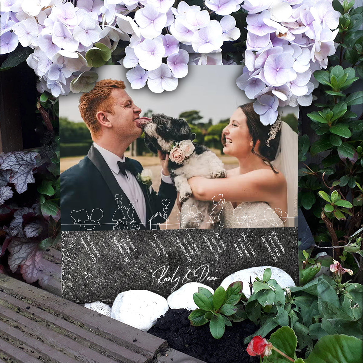 Unsere bisherige Geschichte – Personalisierter quadratischer Ehestein