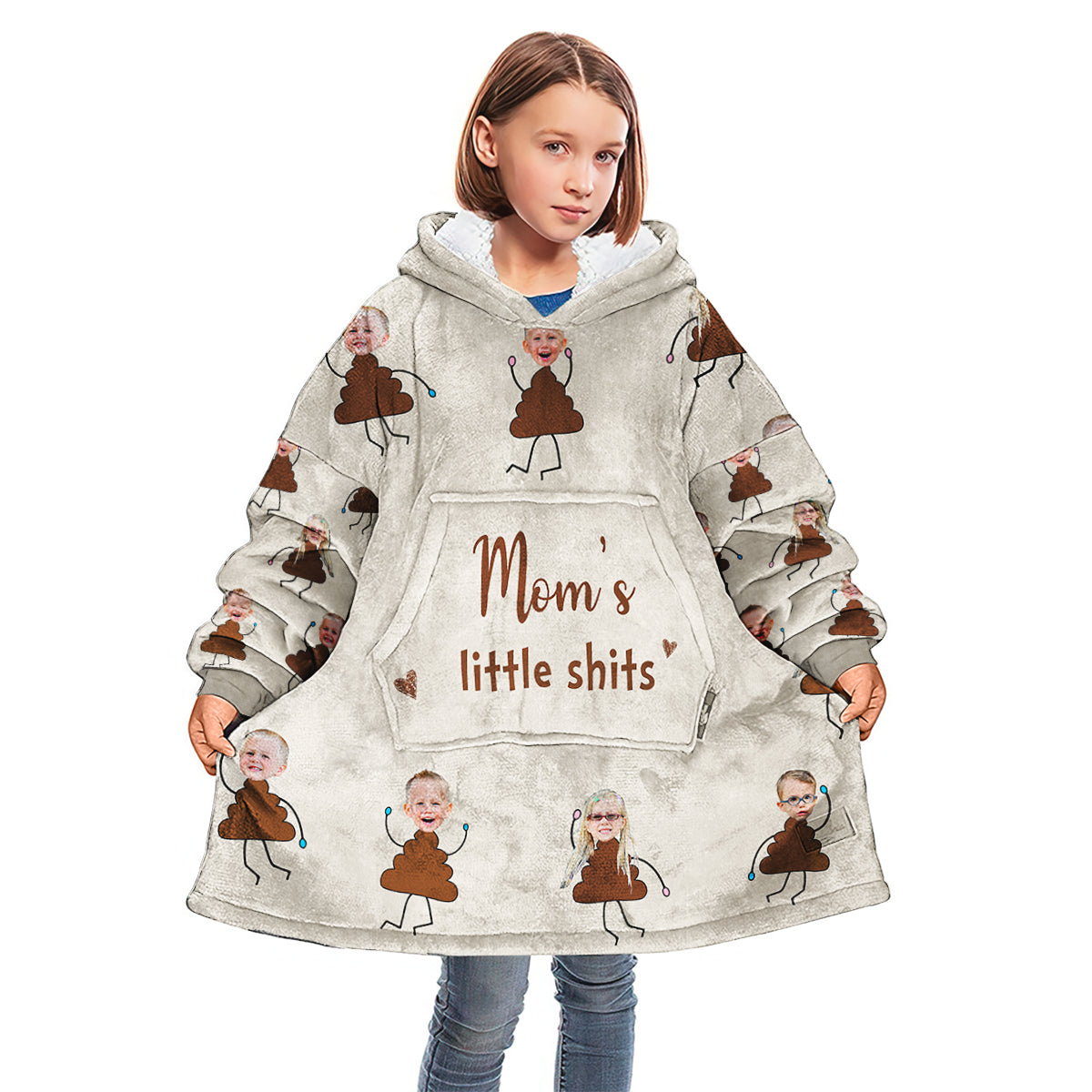 Omas kleine Lieblinge – Geschenk für Oma, Mama, Papa, Opa – Personalisierter Decken-Hoodie