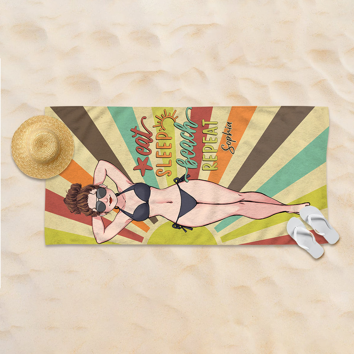 Always On Vacay - Sea Lover gift for friend, sister, girlfriend, wife, mom - Personalized Beach Towel