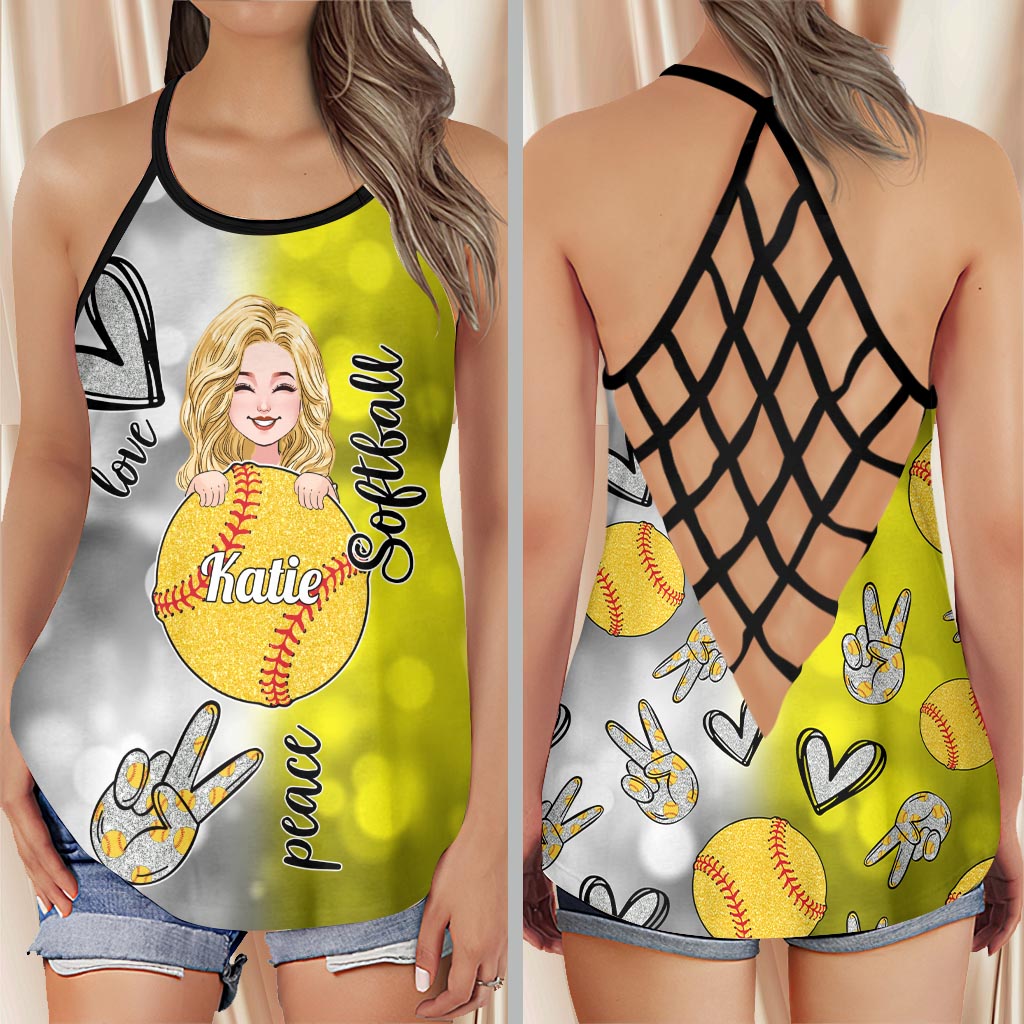 Coole Softball-Mama – Personalisiertes Softball-Tanktop mit Kreuz