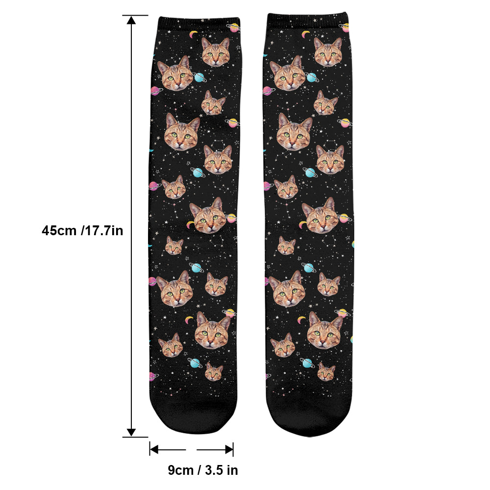 Custom Face Galaxy – Personalisierte Katzensocken