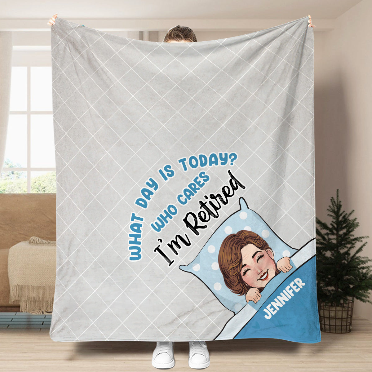 Welcher Tag ist heute? - Personalisierte Decke für Rentner