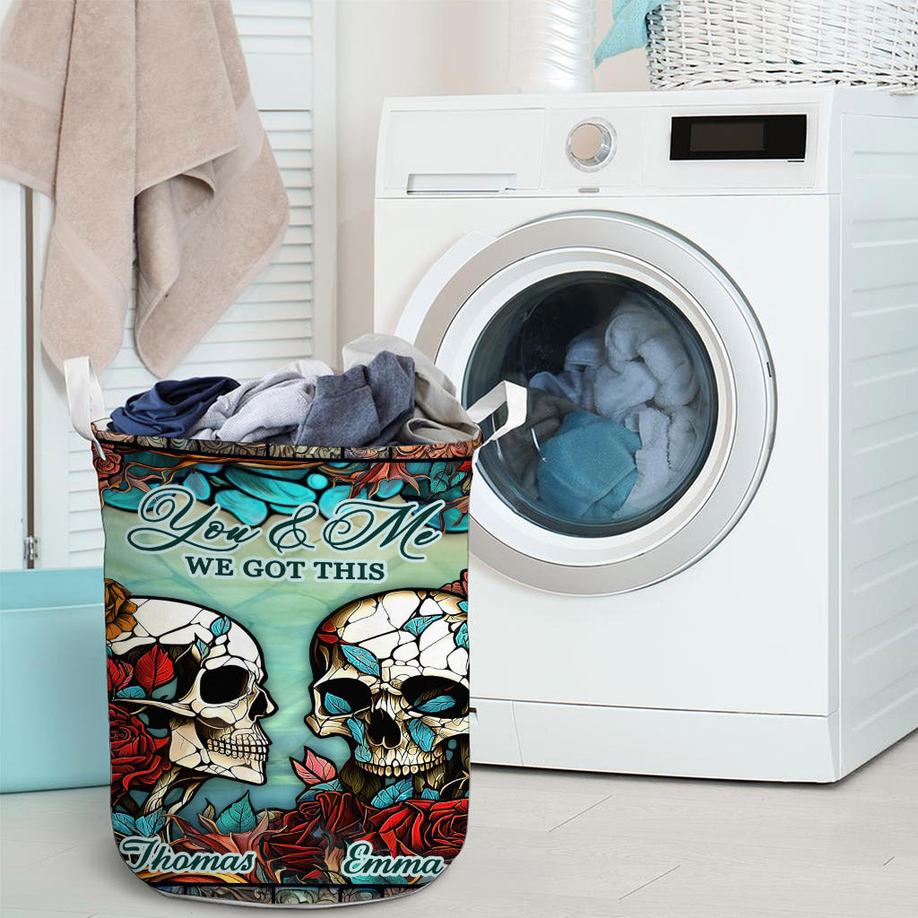 Totenkopf-Paar – Totenkopf-Geschenk für Ehemann, Ehefrau, Freund, Freundin – Personalisierter Aufbewahrungskorb