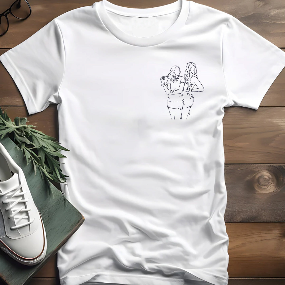 Custom Line Art - Personalized granddaughter Embroidered T-shirt