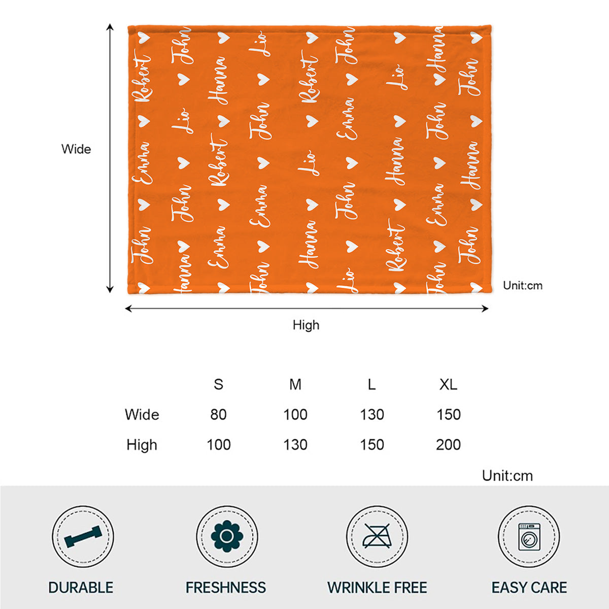 Individuelles Namensherzmuster – Personalisierte Familiendecke