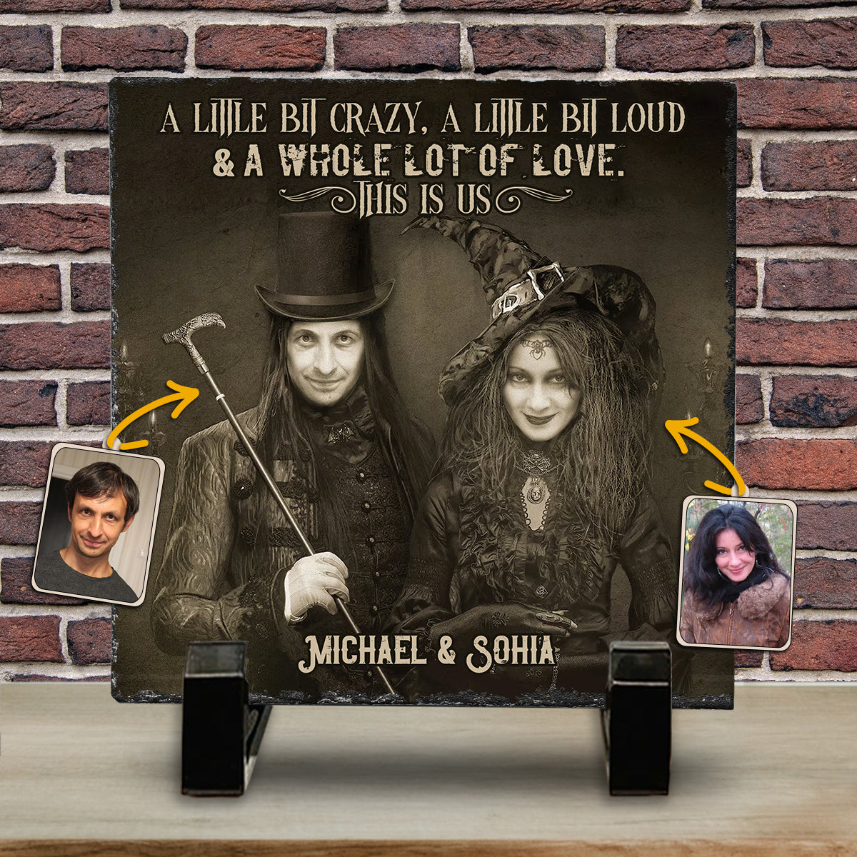 Bis dass der Tod uns scheidet – Personalisierter quadratischer Stein für Paare