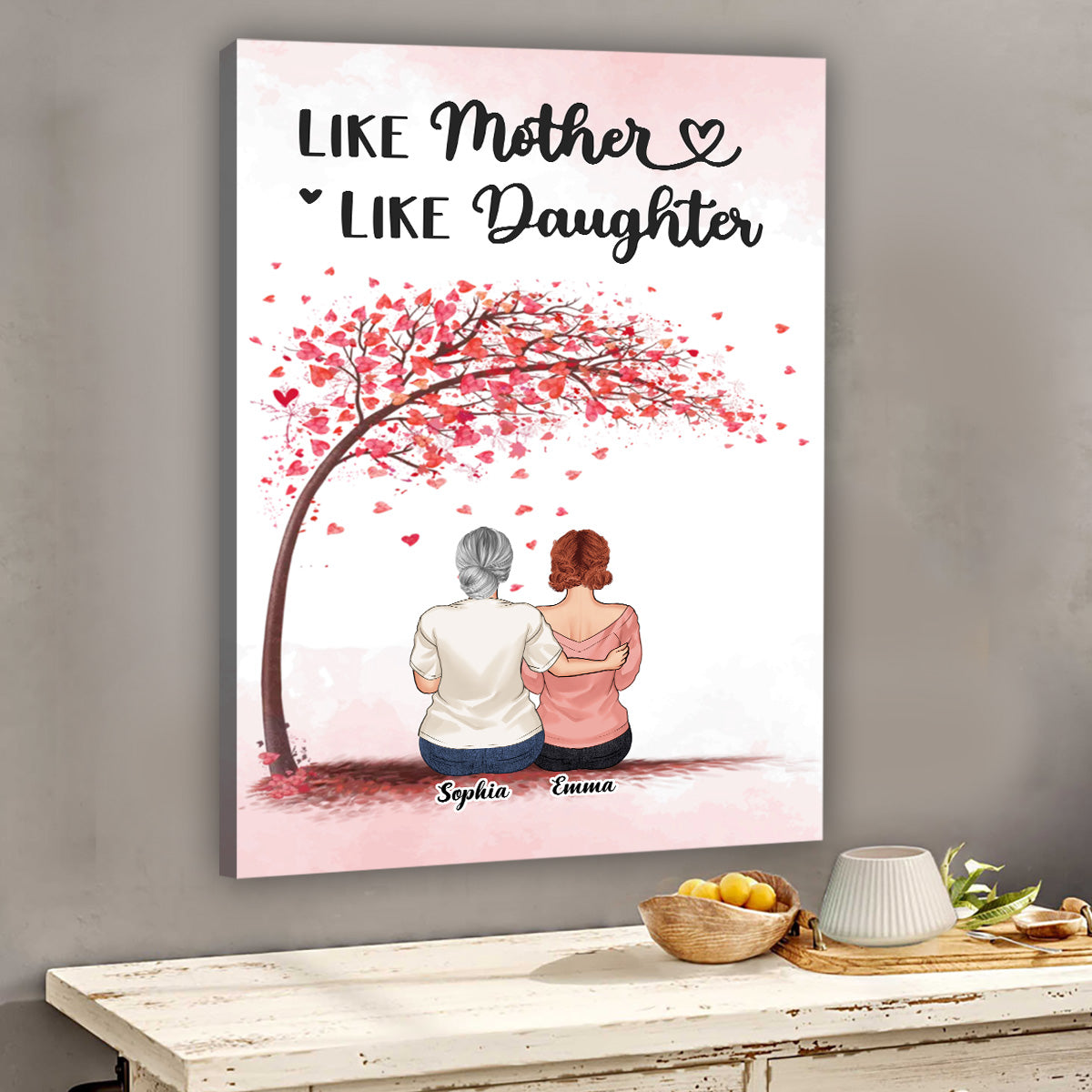 Für immer verbunden – Geschenk für Mama, Tochter, Sohn – Personalisierte Leinwand und Poster