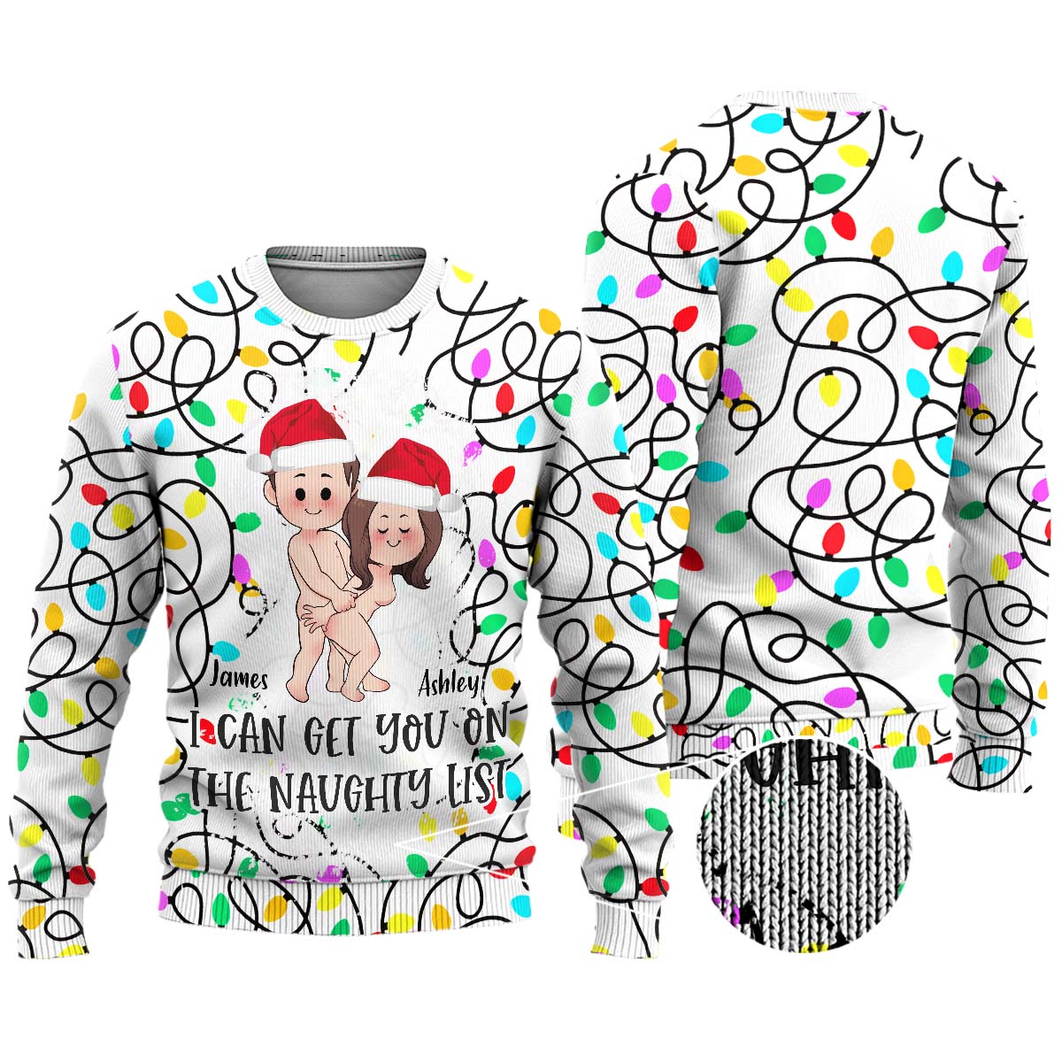 Ich kann dich auf die Liste der Unartigen bringen – Geschenk für Ehemann, Ehefrau, Freund, Freundin – Personalisierter hässlicher Pullover